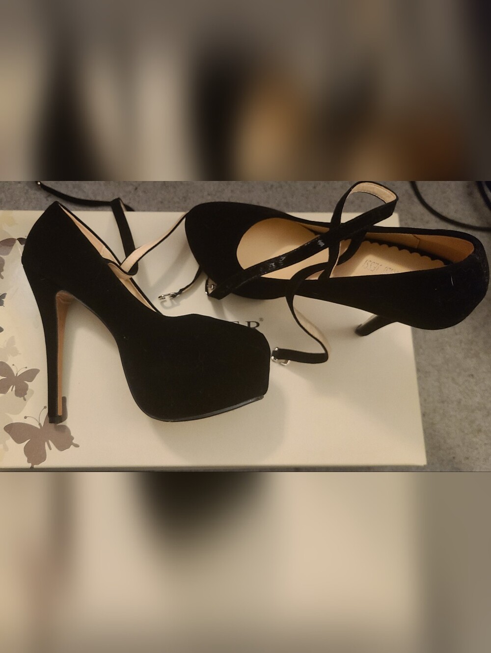 Black Velvet Platform Mary Jane High Heels